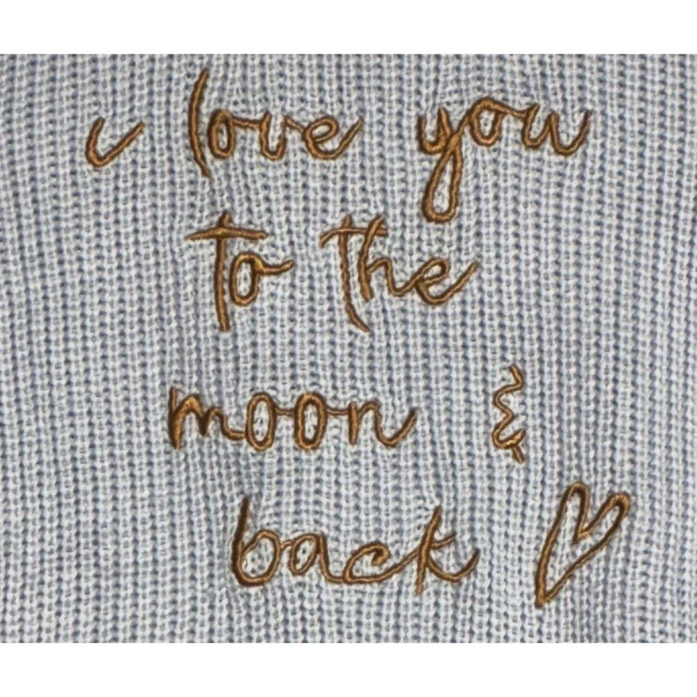Baby Girl Knit Sweater Romper Light‎ Blue 9-12M I Love You To The Moon Cottage